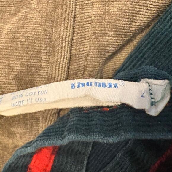 Vintage Thomas Corduroy Overalls Boys 2T Green Red Plaid Lined Made in USA EUC - Picture 2 of 4